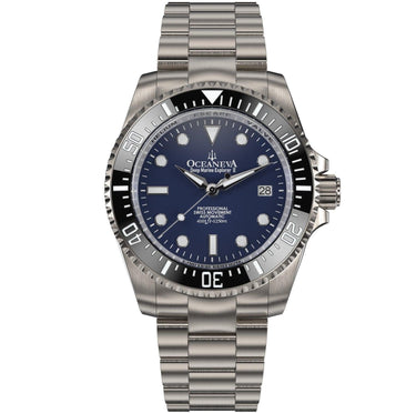 Oceaneva Men's Deep Marine Explorer II 1250M Titanium Watch Navy Blue - BKII200NBLTT Automatic watches, mens titanium watch, Navy blue dial watch, Titanium Watch, titanium watches for men